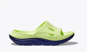 Hoka Youth Kids' Ora Recovery 3 Slides Lettuce/Bellweather Blue Size 5 - Picture 1 of 4