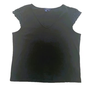 Chaps Ladies Top Pitch Black XLarge Lace cap sleeves - Picture 1 of 7