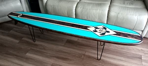 Custom Wood Surfboard Coffee Table W/ Fin Dining Bar Top Surfing Art California - Picture 1 of 12