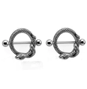 2pcs Snake Nipple Ring Shields Sexy Piercing Bars Body Barbell 316L Jewellery - Picture 1 of 14