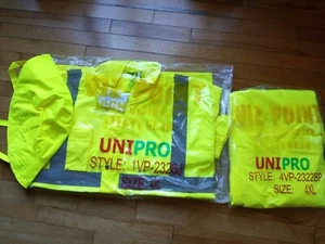 Rain Jacket Fully Mesh-Lined . Bib Pants Ansi Class 3 And Rain Hat 4XL - Picture 1 of 10