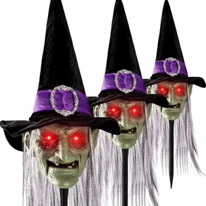 Halloween Animatronics Witch Pathway Markers Decorations, 3Pack Animated Talk... - Picture 1 of 8