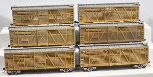 Lot of 6 HO Scale Union Pacific Weathered Livestock Stock Cars - Picture 1 of 7