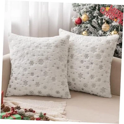  Juego de 2 Fundas de Almohada Decorativas Navidad 18" x 18" (Pack de 2) Marfil Foto 1 de 4