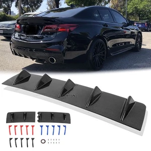 Rear Bumper Lips Diffuser Shark Fins Spoiler Splitter Carbon For Acura ILX TLX - Picture 1 of 19