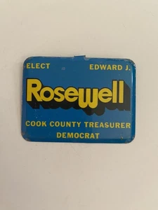 Elect Edward J. Rosewell Cook County Tesorero Pestaña Botón Plegable P57 - Imagen 1 de 3