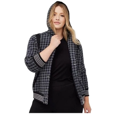 Torrid Jacket Varsity Bomber Fleece Hooded Size XL Torrid Size 1 Black Gray  - Image 1 of 4