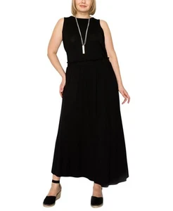 COIN 1804 Women's Plus Size Elastic Waist Maxi Skirts (Black, 1X) - Picture 1 of 4