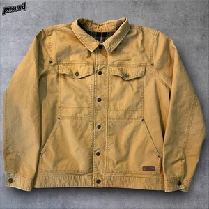LL Bean Jacket Mens 2XL Khaki Tan Canvas Flannel Lined Chore Coat Workwear - Picture 1 of 10