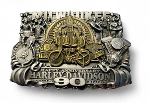 Harley Davidson Milwaukee 90 Aniversario Conmemorativo Limitado Hebilla de Cinturón 795 - Imagen 1 de 2