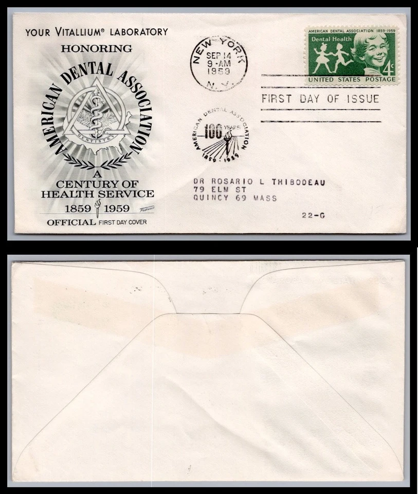 US FDC # 1135 4c Dental Health  Fleetwood Addressed V.Cancel 1959, 9Q2270 - Image 1 of 1