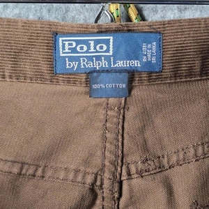 Vintage Polo Ralph Lauren Mens 36x31 Corduroy Pants Western Brown Leather Patch - Picture 1 of 21