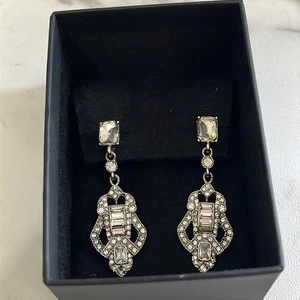 Crystal dangle silver earrings w gift box - Picture 1 of 5