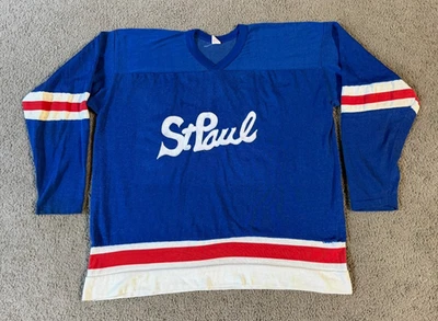 Camiseta deportiva de hockey para hombre St. Paul MN bordada de colección años 60 - talla XL Foto 1 de 4