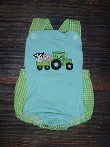 NEW Boutique Farm Tractor Cow Pig Baby Boys Bodysuit Romper Jumpsuit