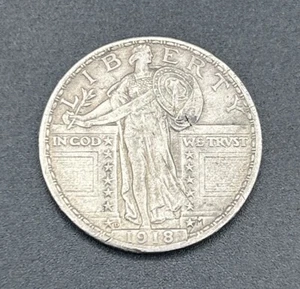 1918-D STANDING LIBERTY SILVER QUARTER - Picture 1 of 2