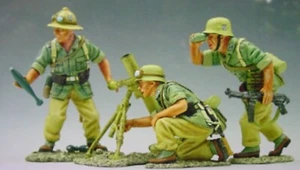 king &country AK022 54mm ww2 - Afrika Korp mortar team 3figs+ 2003 MIB oop - Picture 1 of 3