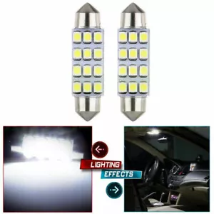 2X 42mm White 3528-12-SMD Car LED Bulb Festoon Interior Read Map Lights Lamp 12V - Picture 1 of 8