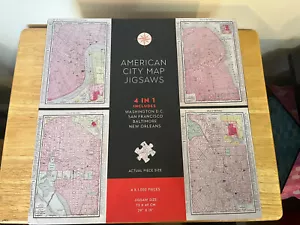 NIB Professor Puzzle American City Map Jigsaw Puzzles Set of 4 1000 Pieces Each - Picture 1 of 3
