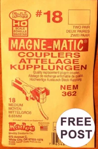 Kadee #18 NEM 362 Medium Magne-Matic couplers - HO/OO scale (2 pair) - Picture 1 of 5