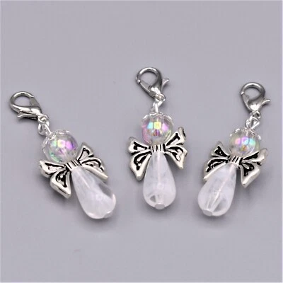 Bastelset 20 weiße Schutzengel Glücksbringer Charm Perlen Engel Anhänger Basteln - Bild 1 von 2