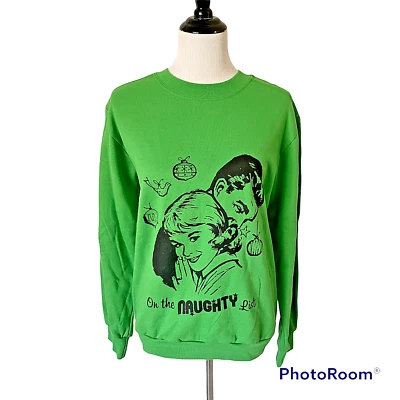 Sudadera Para Hombres Yunque Talla Pequeña Cuello Redondo Pullover Navidad Retro Verde Travieso Foto 1 de 4