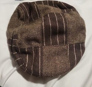 Cremieux 38 Collection Golf Flat Cap Brown Plaid Newsboy Hat Wool Size S/M 