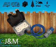 13 AMP Weatherproof 16A Blue Outdoor Extension Lead IP66 Socket 5m to 25m 2 Gang