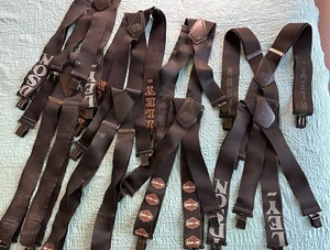 Lot 8 Harley Davidson Motorcycles Biker Mens Suspenders One Size Wide Black READ - Picture 1 of 24
