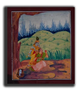 Hermosa Pintura Religiosa Hecha A Mano De Lord Radha Krishna 9 X 8 En "PN8569" - Imagen 1 de 3