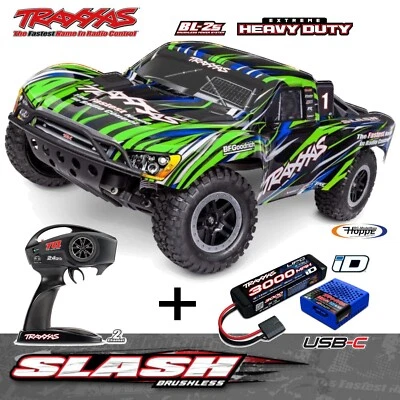 TRAXXAS# TRX58334-4-GRN Slash 1/10 2WD +3000 mAh Lipo Akku +USB-C Lader SPAR-SET - Bild 1 von 4