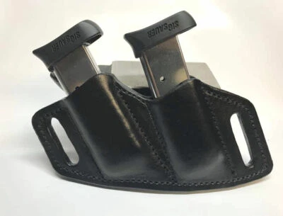 NEW PACIFICA LEATHER 1911 Leather Combat Double Magazine Holder, Fits 1911 Single Stack Mags