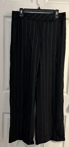 Ann Taylor LOFT Wool Blend Ann Trousers Dress Striped Pants Black Size 8 - Picture 1 of 8