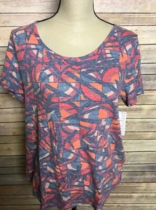 LuLaRoe Medium Classic T pink lila rot Aztekenmuster grauer Hintergrund neu mit Etikett - Bild 1 von 1