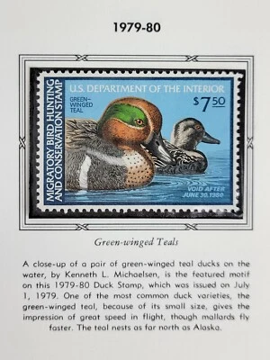 1979-80 Federal Migratory Bird Hunting Stamp RW46 Unsigned Green Winged Teals - Image 1 of 3