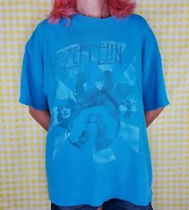 Led Zeppelin Turquoise Rising Sun 2003 Band T-Shirt Gildan Soft Style Medium EUC - Picture 1 of 6