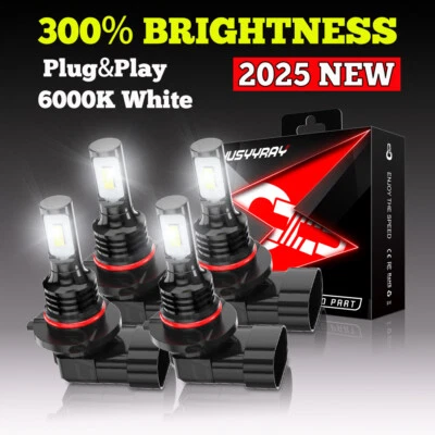 Combo de bombillas de faros LED 6500K alto bajo paquete de 4 para Mack Granite GU713 9005 9006 Foto 1 de 4