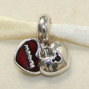 Neu Original Pandora Charm Mickey & Minnie Doppelherz 791441NCK mit Wildlederbeutel - Bild 1 von 6