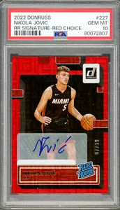 NIKOLA JOVIC 2022 Donruss #227 Rated Rookie Signature Red Choice /99 PSA 10 - Picture 1 of 2