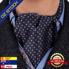 Epoint ERA7B03E Dark Blue Silk Ascot Cravat Checkered Design Gift For Mens