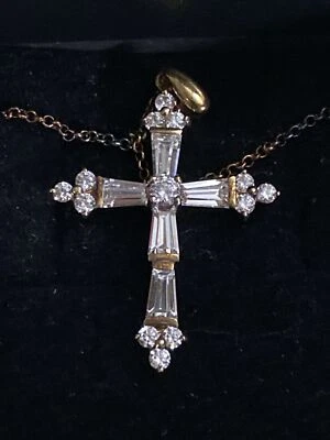 Ожерелье с крестом DBJ с кластером камней из стерлингового серебра 925 пробы #987 - Изображение 1 из 4