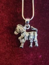 Zebra Pendant Necklace Silver Tone Delicate With Chain 
