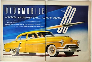 Rocket Oldsmobile Super 88 Deluxe Sedan Vintage 1951 Ad 2 Page Magazine Print - Picture 1 of 7