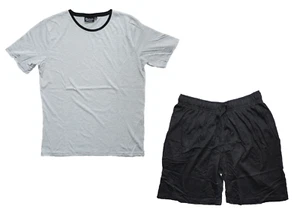 Herren Shorty Pyjama Schlafanzug Grau Schwarz Gr. L XL XXL - Picture 1 of 3