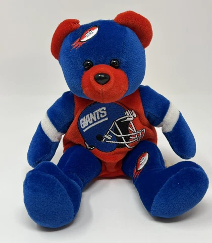 Team Beans New York Giants Pigskin Bear Plush Stuffed NFL Football 1999 EAR FLAW Cover