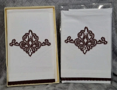 Pottery Barn Cabrerra Guest Towels 2pc Embroidered 18x27 Cotton Tea Hand  - Image 1 of 4