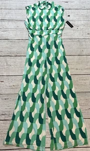 Tuta DONNA MORGAN taglia 6 donna senza maniche gamba larga geometrica verde NUOVA - Foto 1 di 12