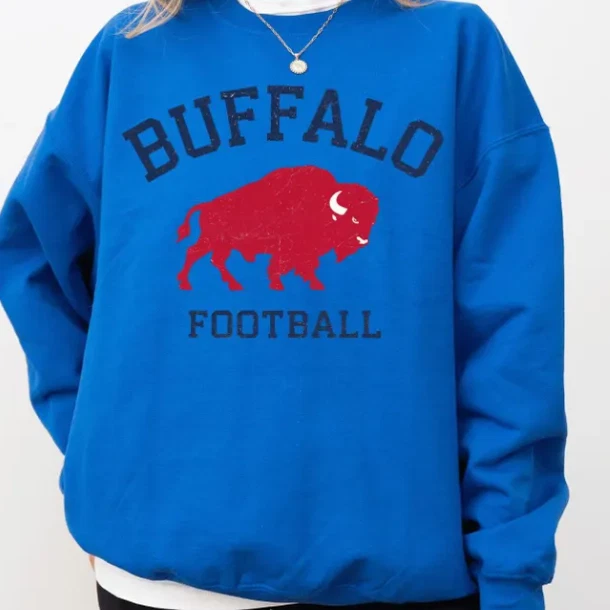 Sudadera cuello redondo color real logotipo del equipo de fútbol Buffalo Bills VK03607 Foto 1 de 1
