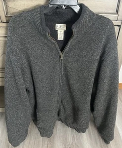 Vintage L.L. Bean Pullover Jacke XL Herren 100% Lammwolle Fleecefutter grau - Bild 1 von 8