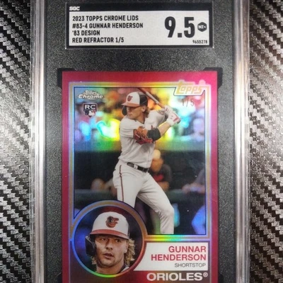 2023 Topps Chrome Lids Mitchell & Ness #83-4 Gunnar Henderson Red /5 SGC 9.5 - Image 1 of 3
